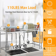 Over Sink Dish Drying Rack Shelf Stainless Steel Kitchen Organizer Rack