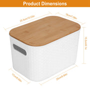 2Pcs Storage Bins With Bamboo Lids