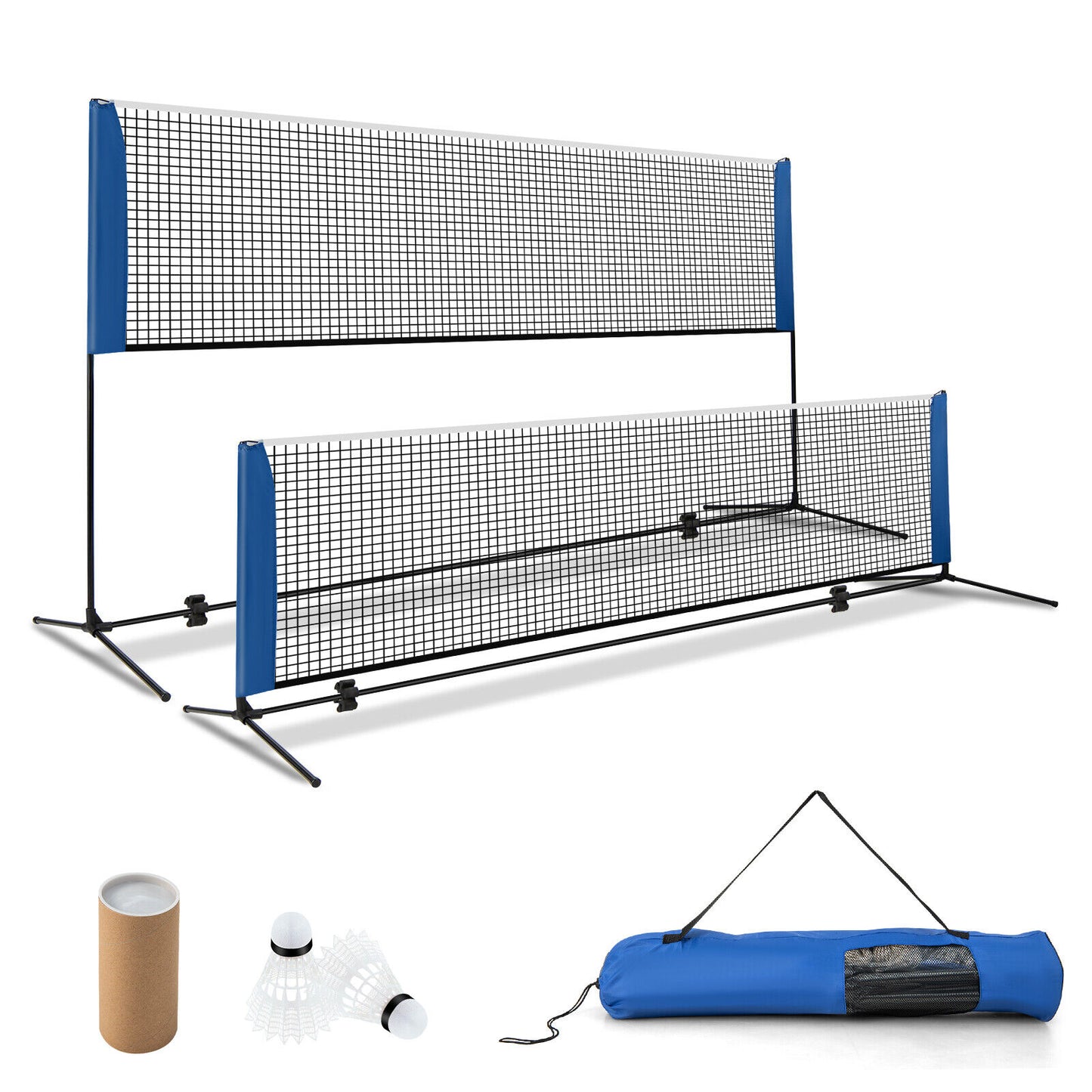10/14 Feet Adjustable Badminton Net Stand with Portable Carry Bag-14 ft - 14 Ft
