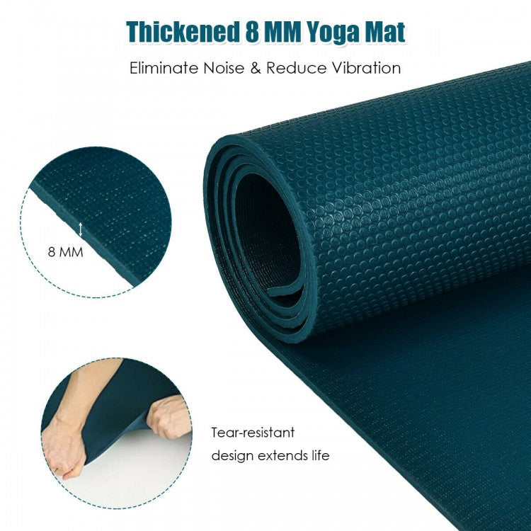 Large Yoga Mat 6' x 4' x 8 mm Thick Workout Mats-Blue
