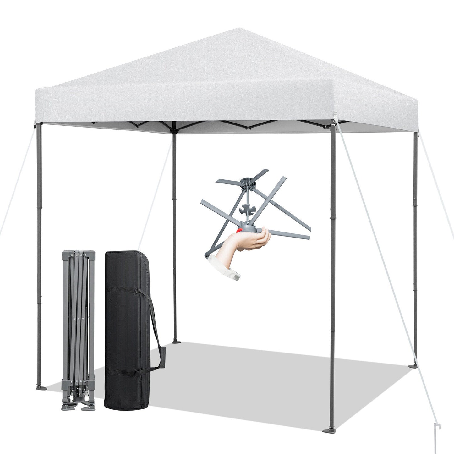 6.6 x 6.6 Feet Outdoor Pop-up Canopy Tent with UPF 50+ Sun Protection-Pink - White