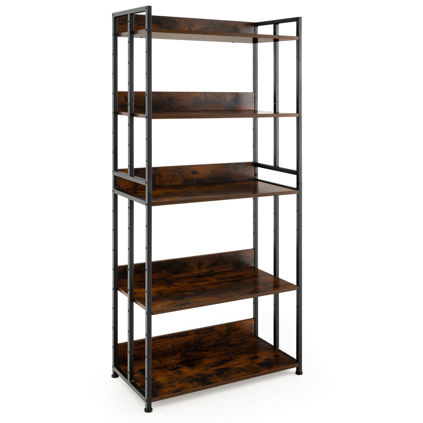 3/5-Tier Industrial Bookshelf Storage Shelf Display Rack with Adjustable Shelves-5Tier - 5Tier