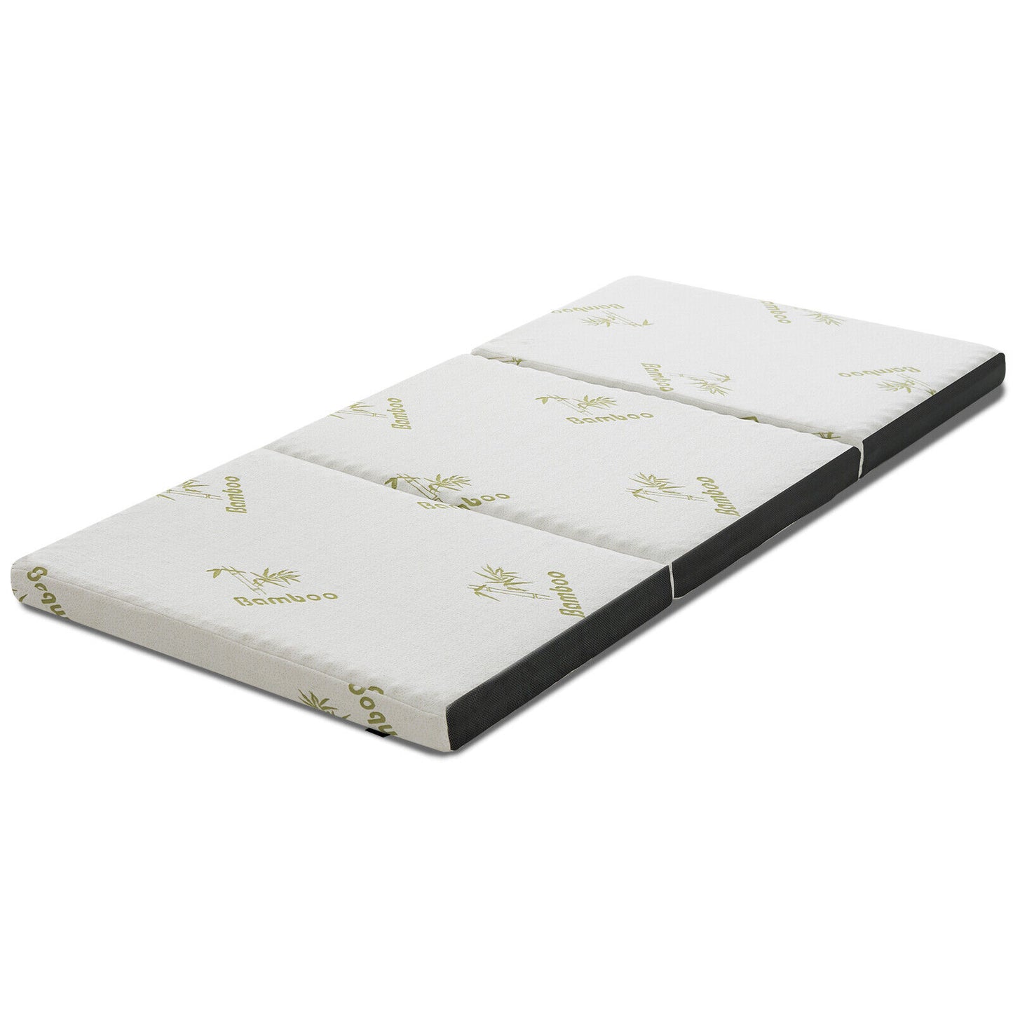 Portable Tri-fold Memory Foam Floor Mattress Topper Portable with Carrying Bag-L - S