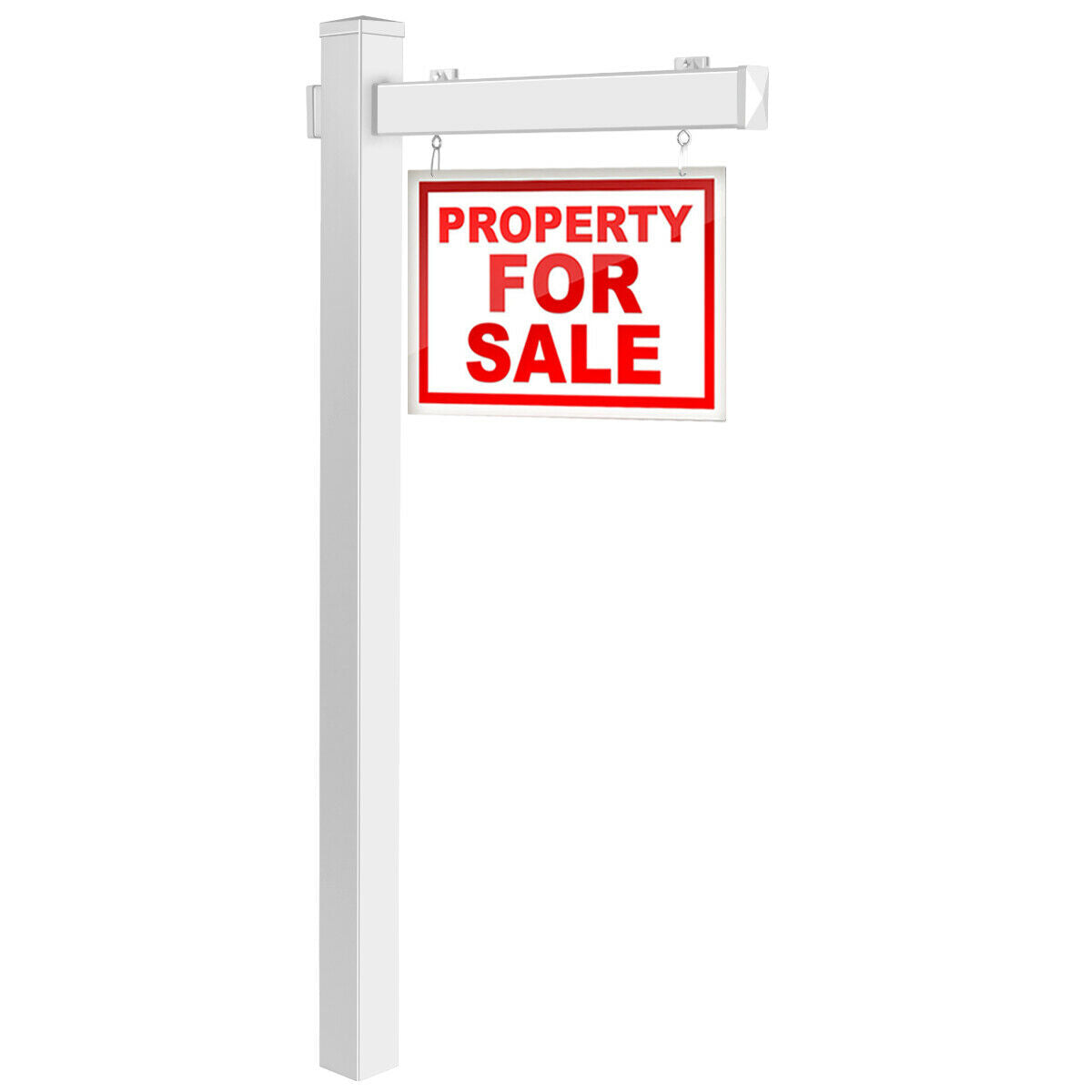 6 Feet Vinyl UPVC Real Estate Sign Post Realtor Yard Sign Post-White - White