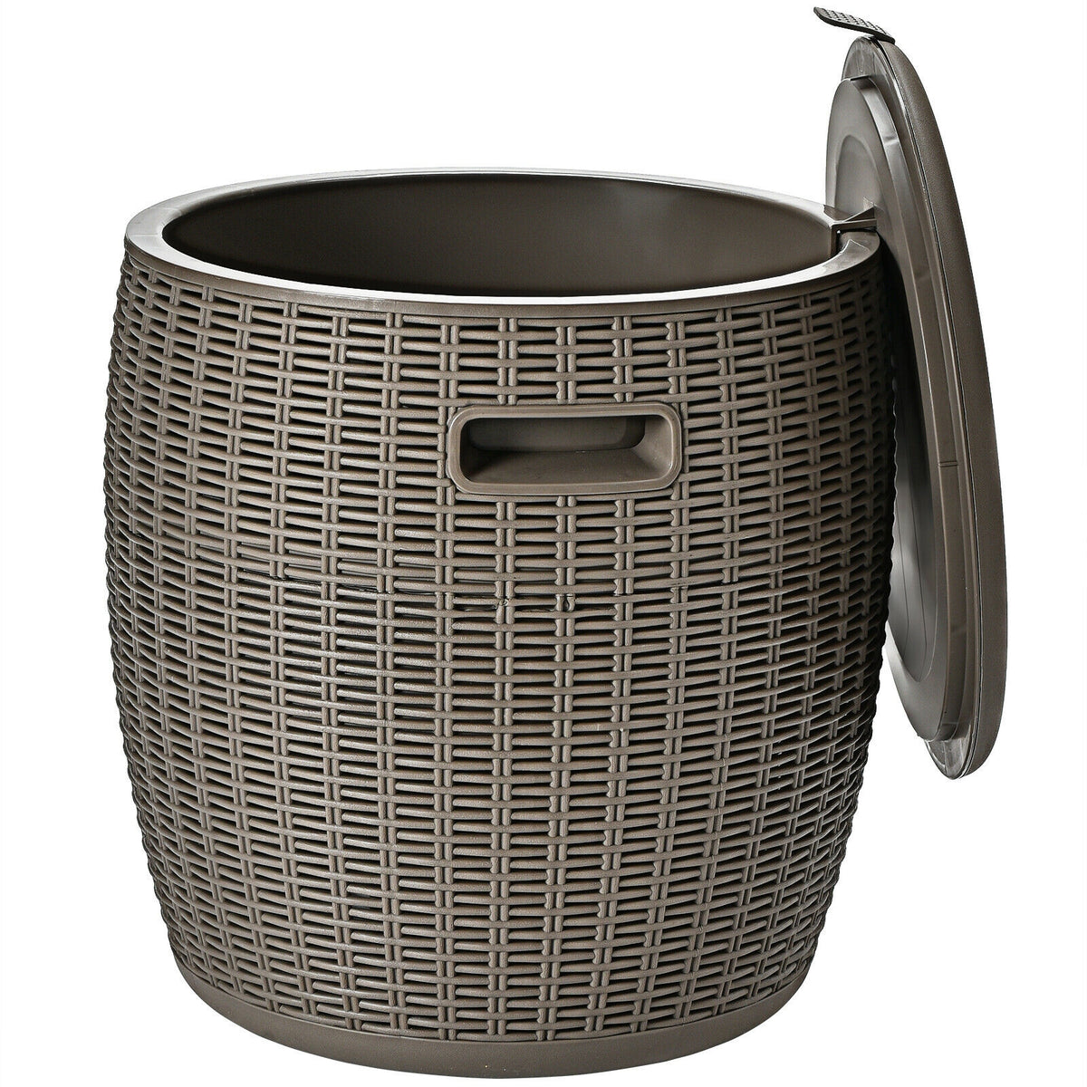 9.5 Gallon 4-in-1 Patio Rattan Cool Bar Cocktail Table Side Table-Black - Brown