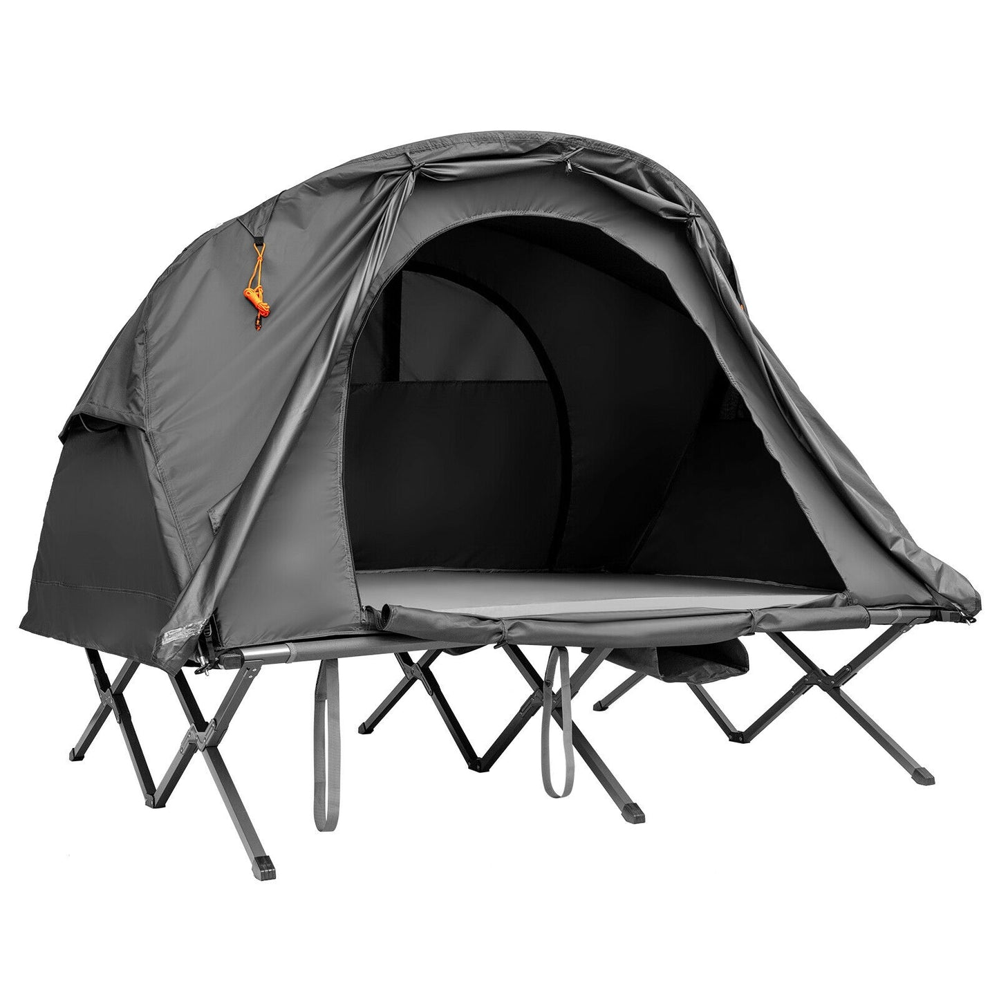 2-Person Outdoor Camping Tent with External Cover-Gray - Gray