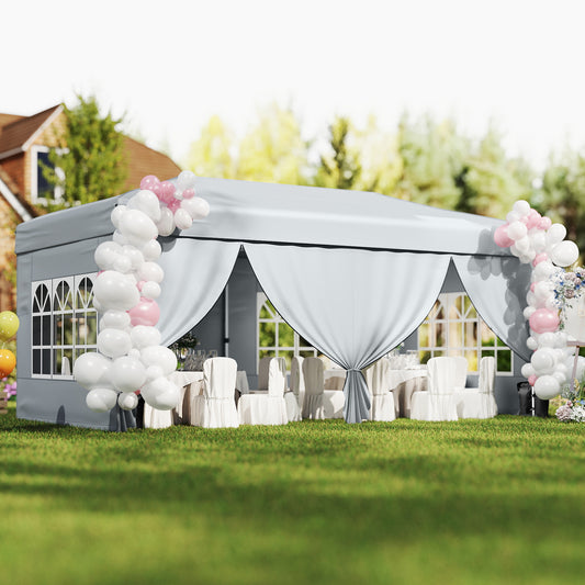 10 X 20 Feet Pop up Canopy Tent Instant Setup with 6 Sidewalls-Gray