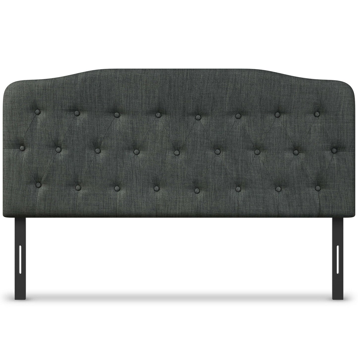 Queen Upholstered Headboard with Adjustable Heights-Dark Gray - Dark Gray