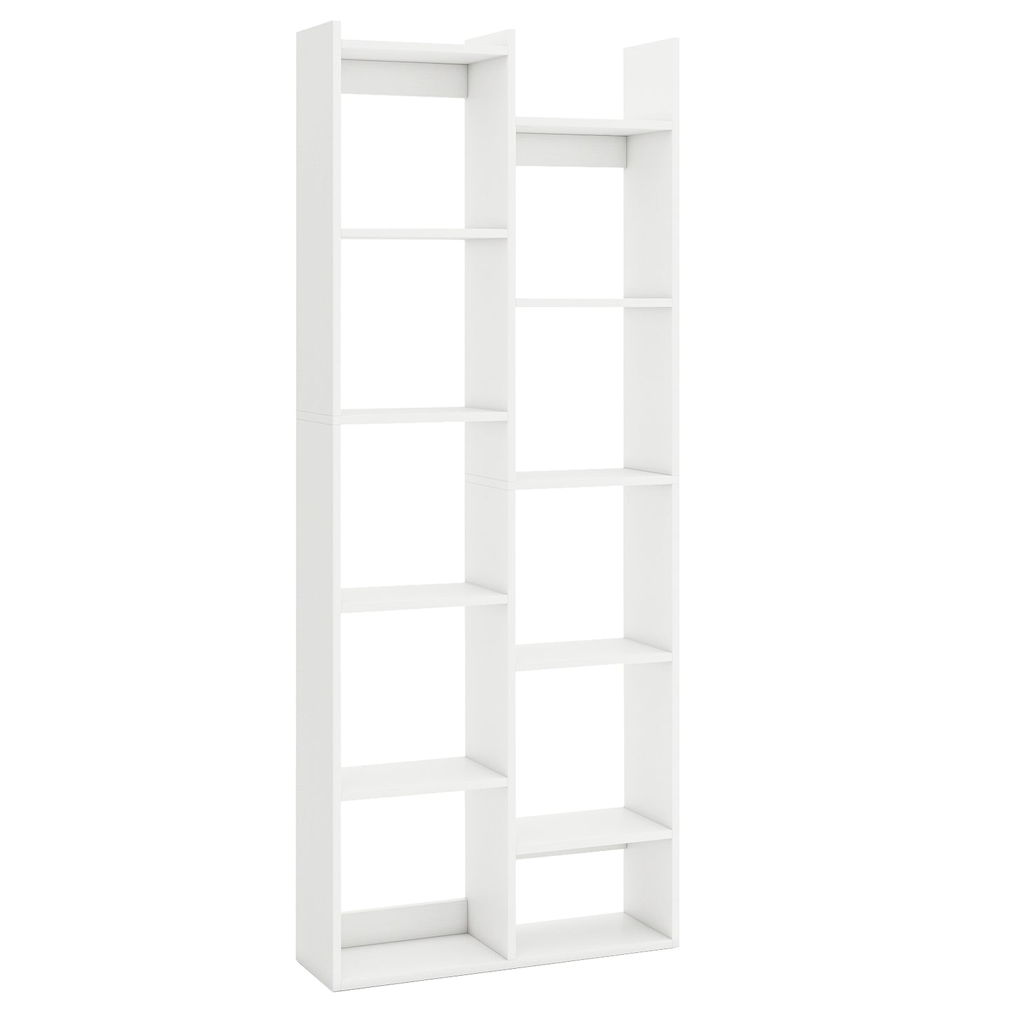 11-Tier Modern Book Organizer Bookcase with Anti-Tipping Kits-White - White