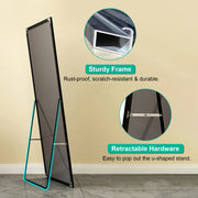 Full Length Mirror 63x18.9in Aluminum Alloy Wall Mirror Free Standing Floor Mirror