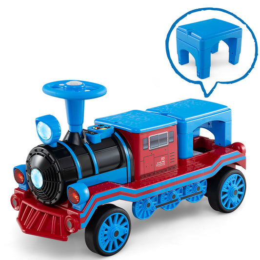 12V 2-Seater Ride on Toy with Train Whistle and Removable Chair