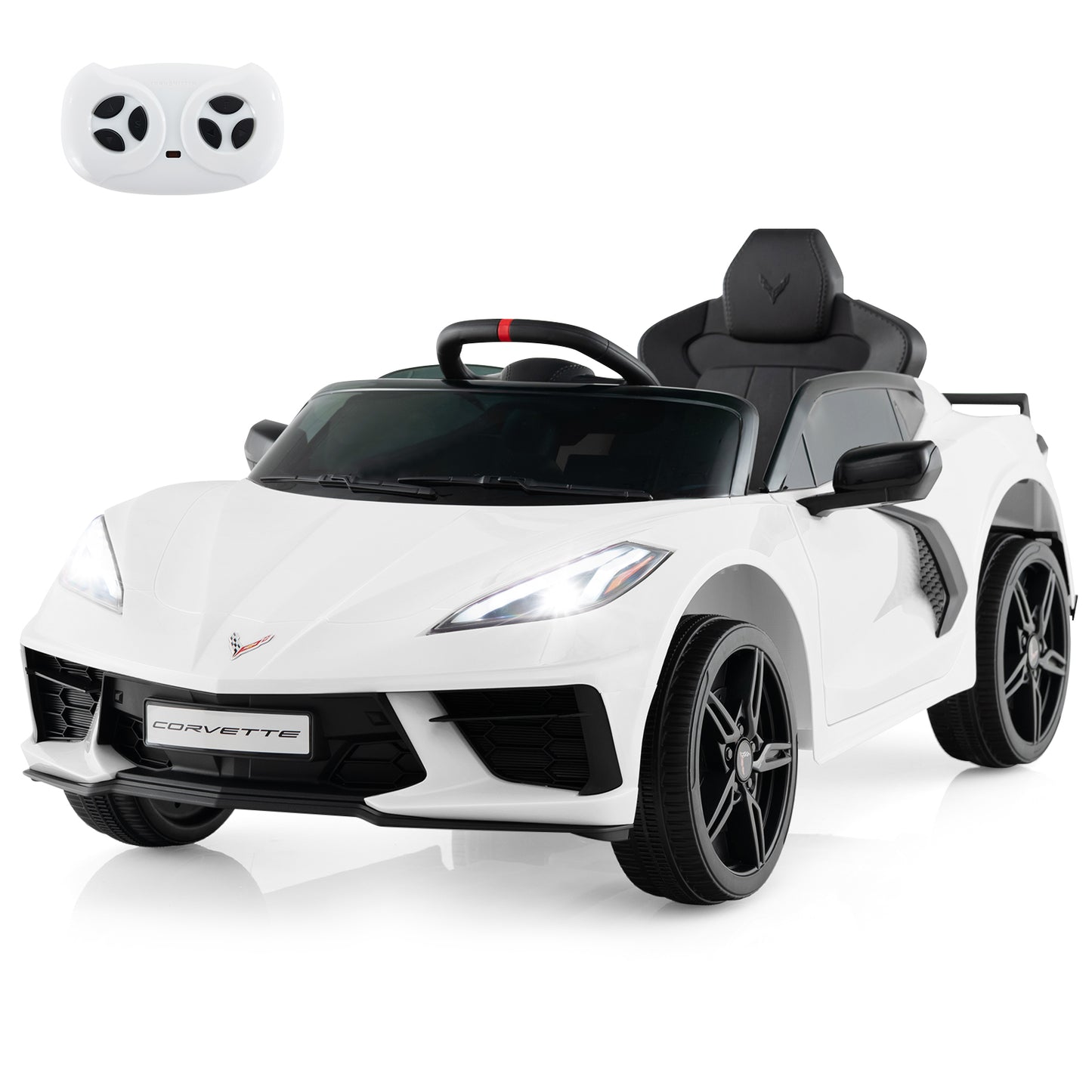 12V Electric Kids Ride On Car Licensed Chevrolet Corvette C8 with Remote Control Ages 3+ Years Old-Orange - White