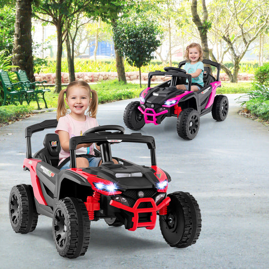 12V Kids Ride On Car UTV Electric Vehicle with LED Lights Music and Horn-Red