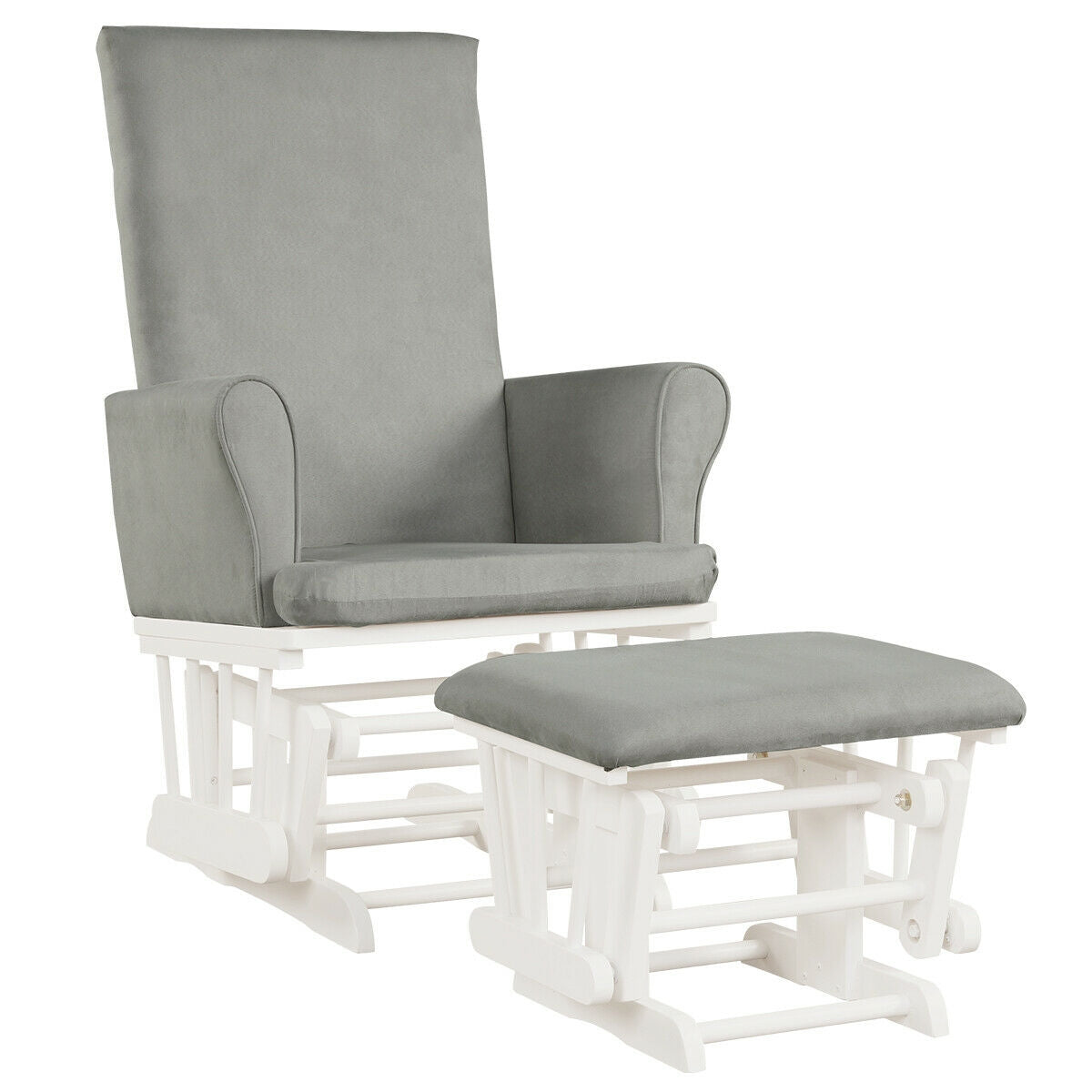 Baby Nursery Relax Rocker Rocking Chair Glider and Ottoman Cushion Set-Gray - Gray