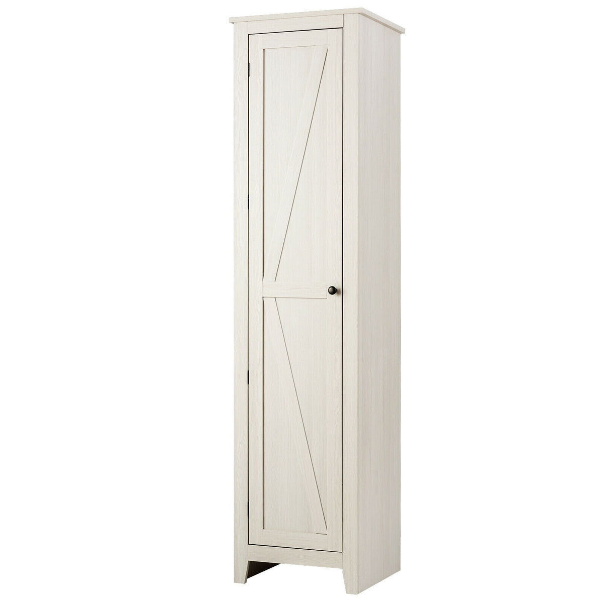 Linen Tower Bathroom Storage Cabinet Tall Slim Side Organizer with Shelf-Black - White