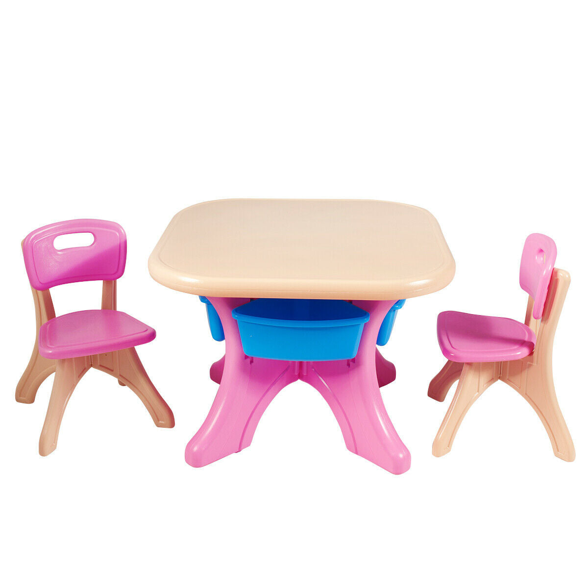 In/Outdoor 3-Piece Plastic Children Play Table & Chair Set - Piece Plastic Children Play Table & Chair Set