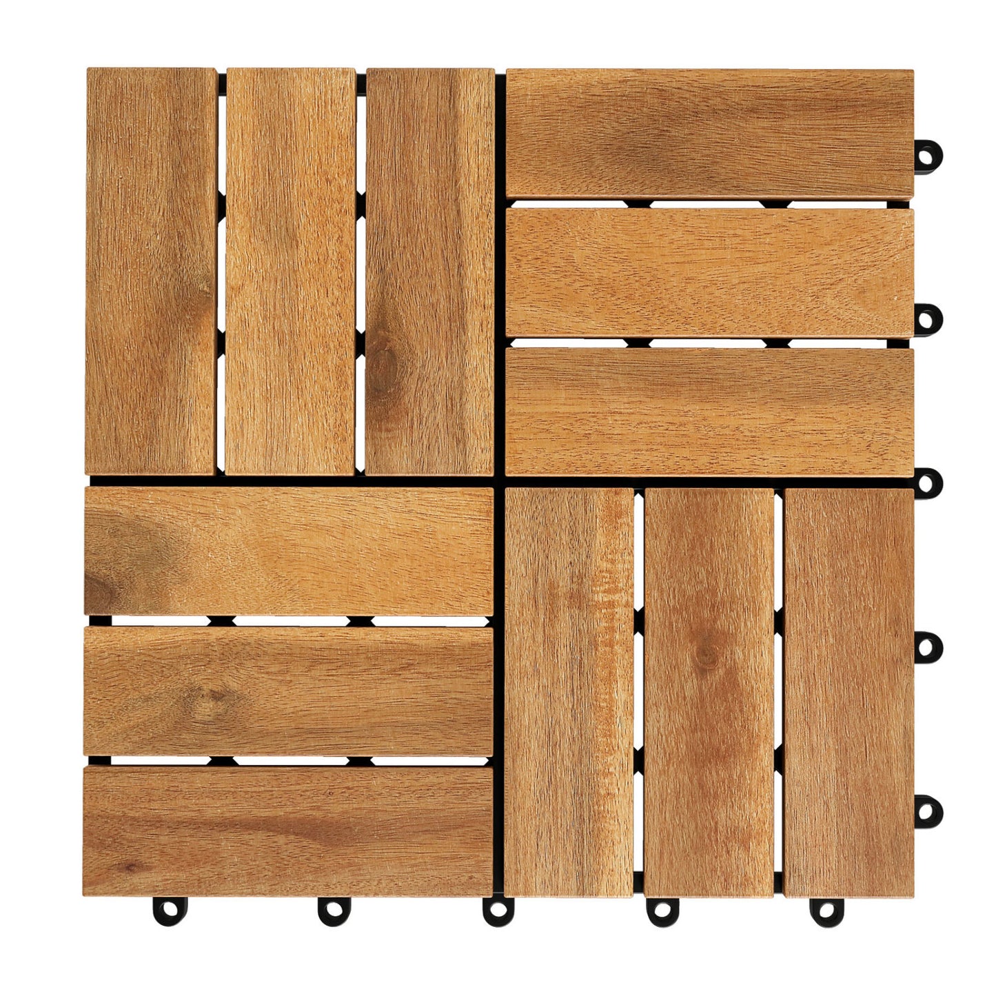 Acacia Wood Interlocking Deck Tiles 12x12 Inch - 54 Pack