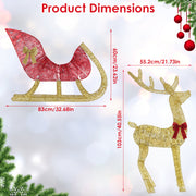Lighted Christmas Reindeer & Sleigh Indoor Outdoor