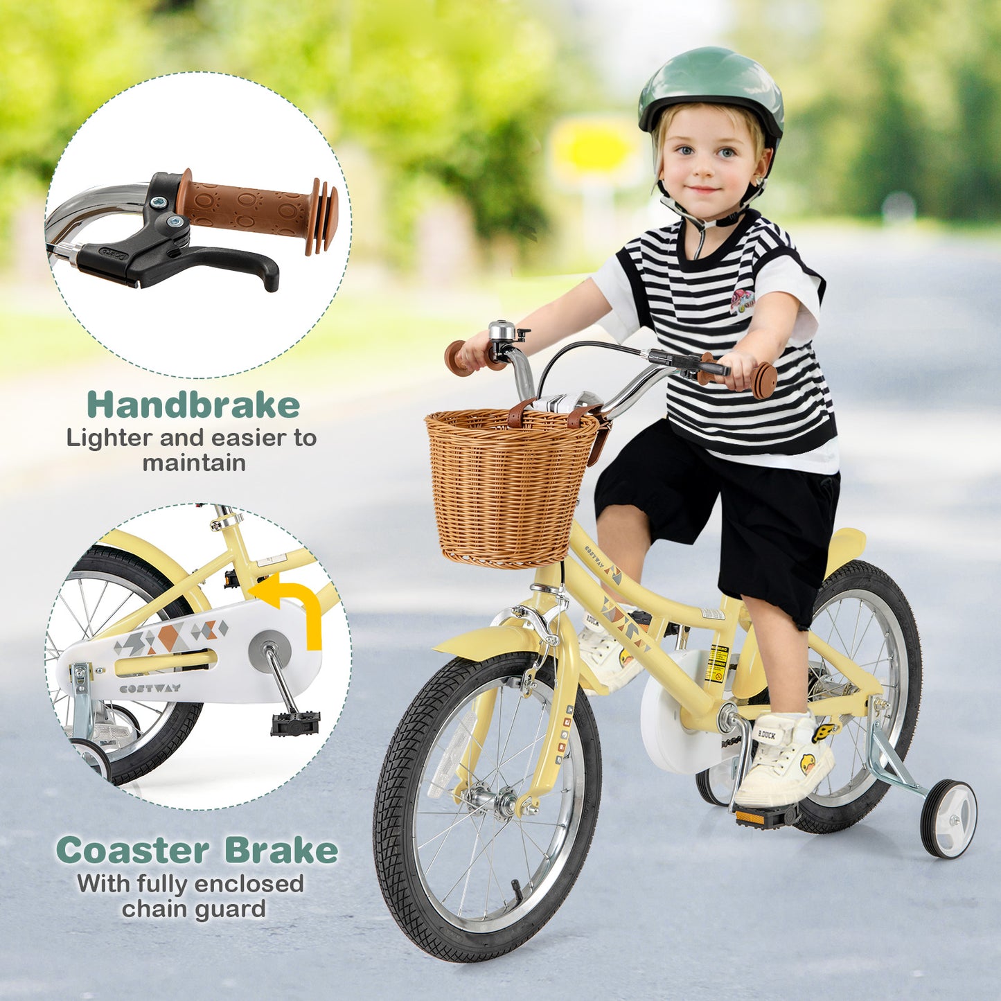 18 Inch Kids Bike Adjustable Bicycle with Reflectors and Bell for Children 4-8 Years Old-18 inches