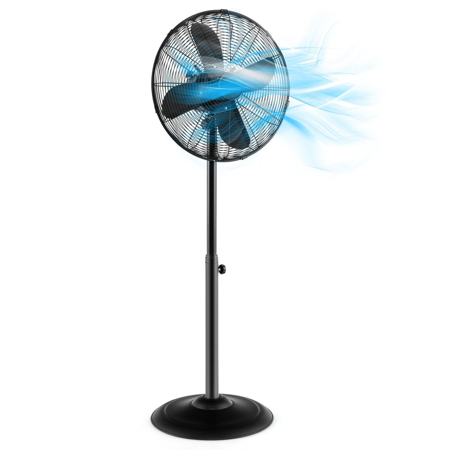 16 Inch Pedestal Standing Fan Oscillating Pedestal Fan with 3 Speeds and Adjustable Height-Silver - Black