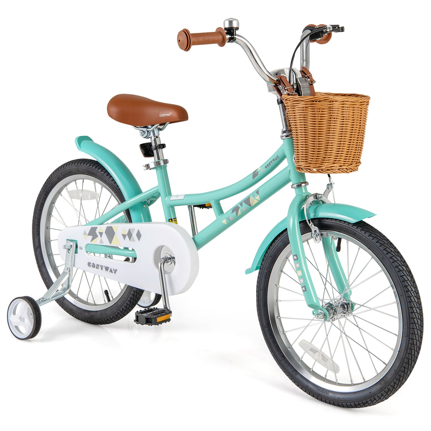 16 Inch Kids Bike Bicycle with Training Wheels and 2 Brake System Ages 4-7 Years Old-16 inches - 18 Inches