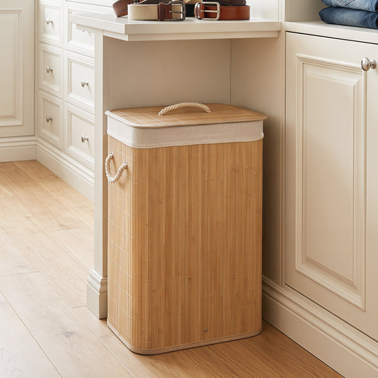 19 Gallon Bamboo Laundry Hamper with Removable Liner