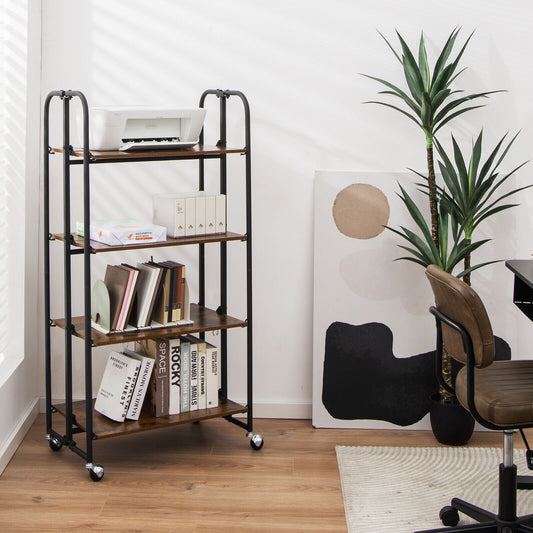 Foldable Rolling Cart with Storage Shelves for Kitchen-4-Tier