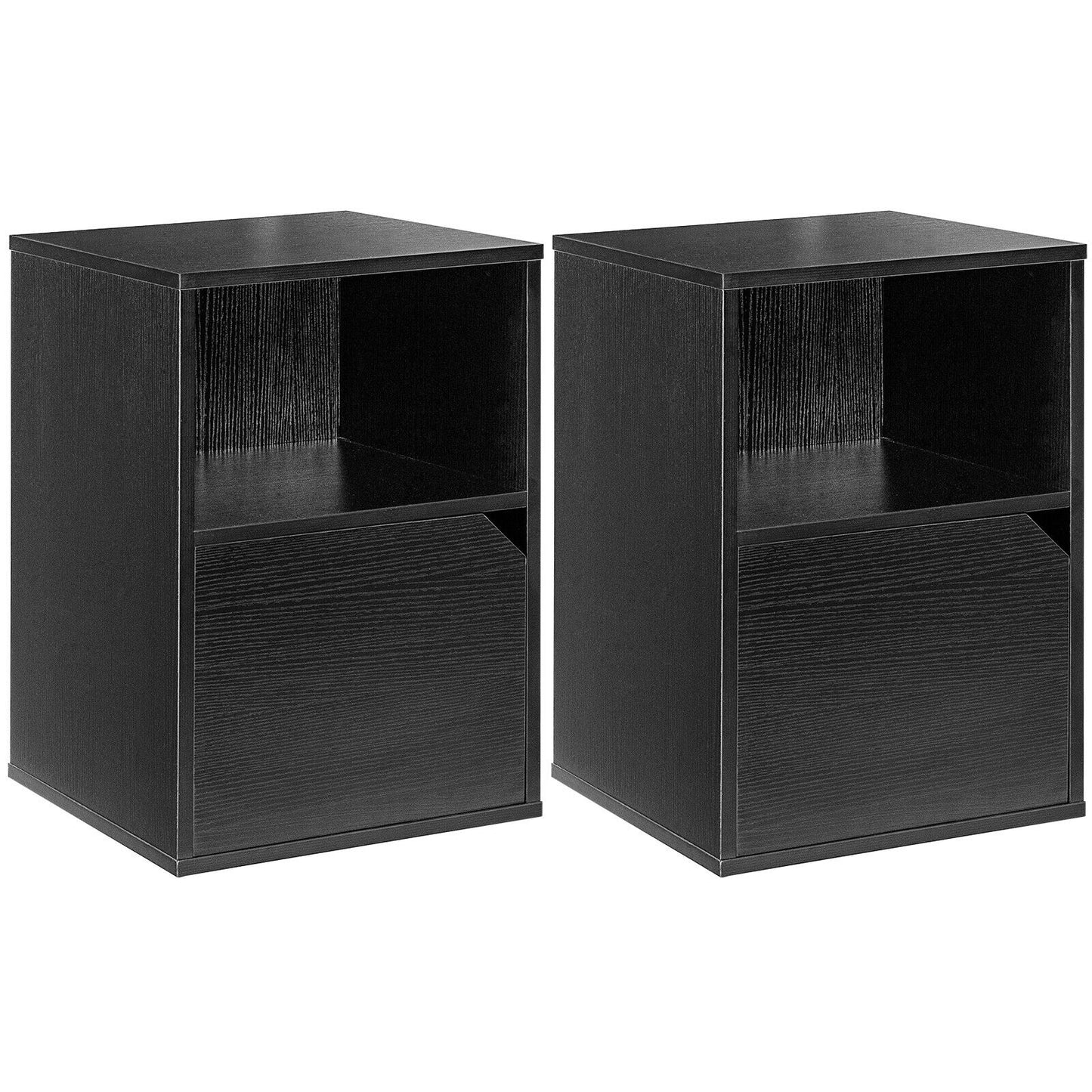 Set of 2 Nightstands Side End Table for Living Room-Brown - Black
