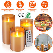 3-Pack Real Wax LED Pillar Candles