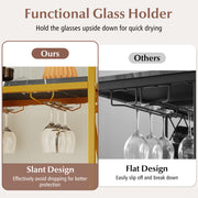 21 Bottle Wine Rack Freestanding Floor Wine Bottle Organizer with Glass Holder-Golden