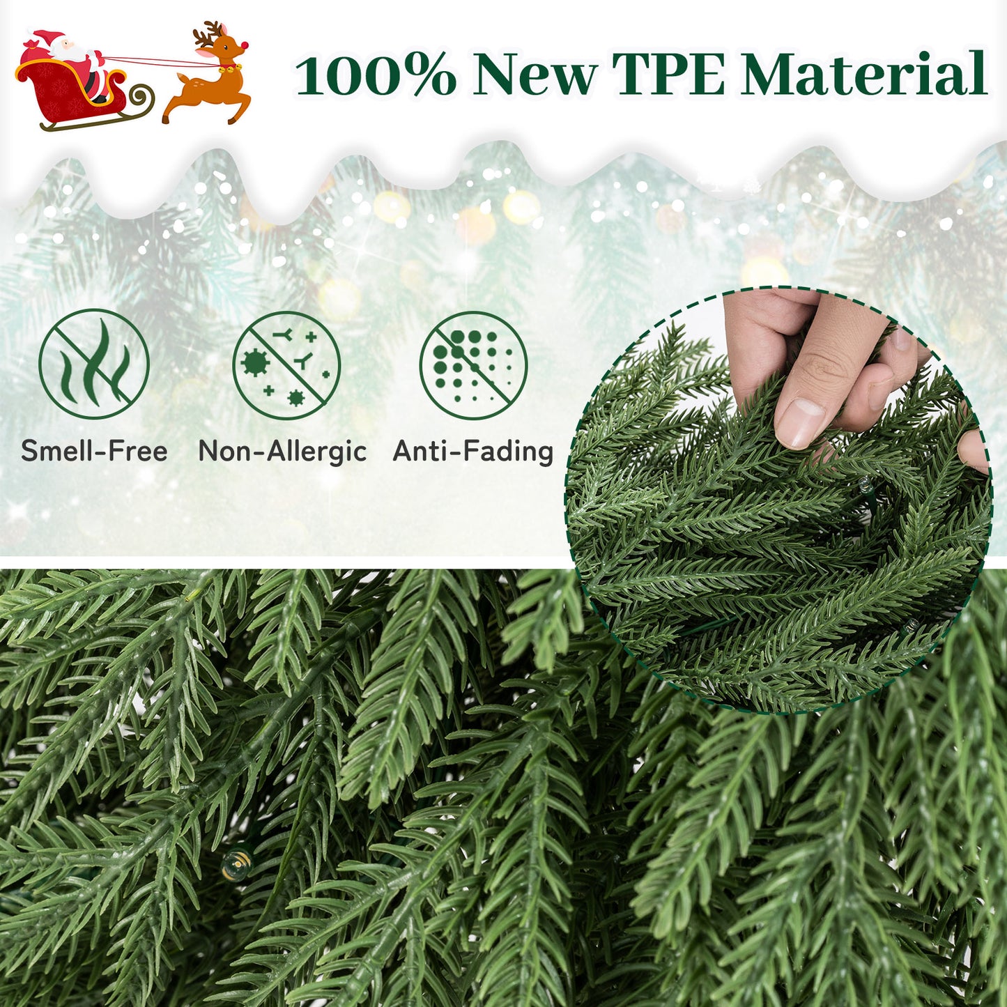 24 Inch Pre-lit Christmas Wreath with 108 Branch Tips and 35 Warm White LED Lights for Wall Window-1 piece