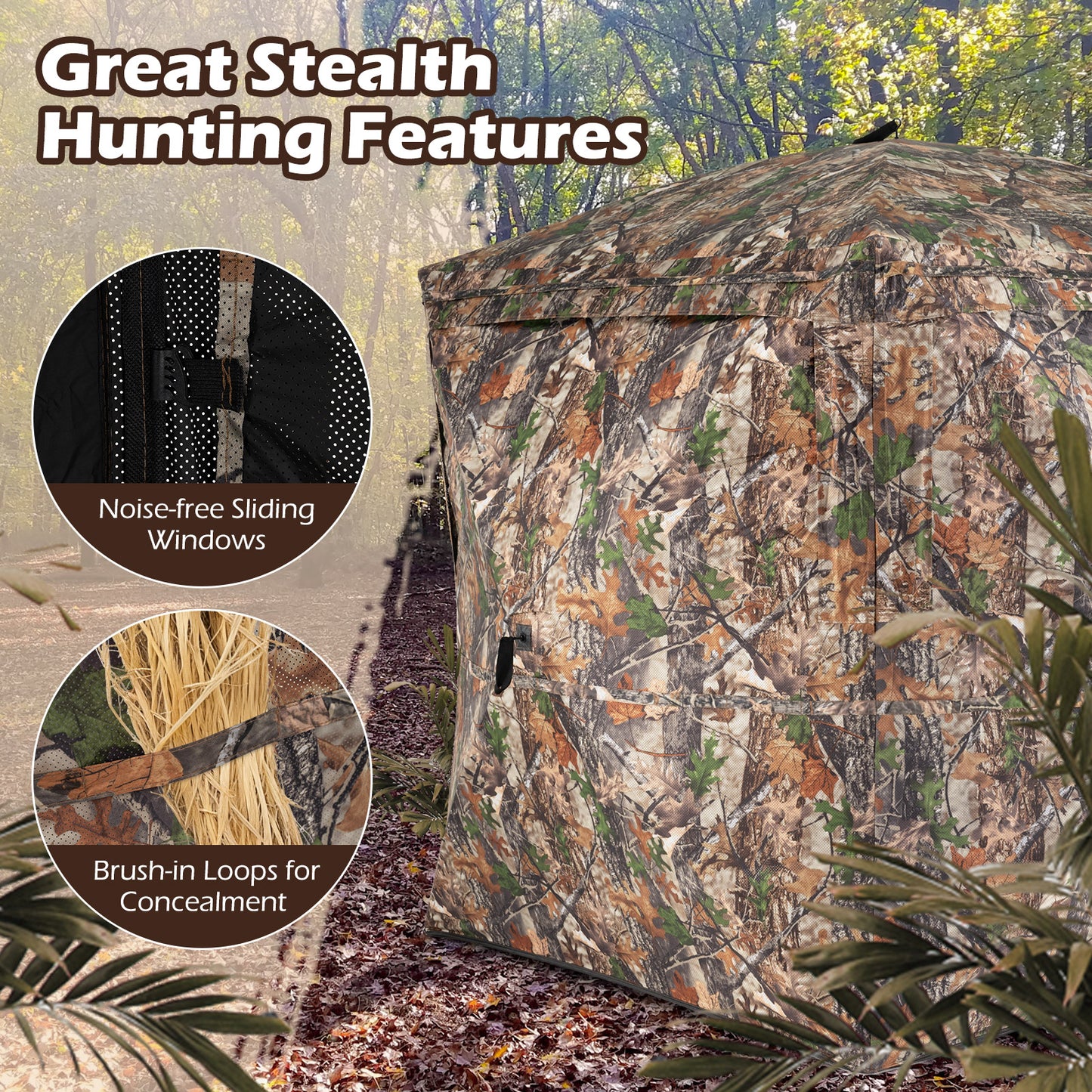 270° See Through Hunting Blind Tent with Silent Magnetic Door