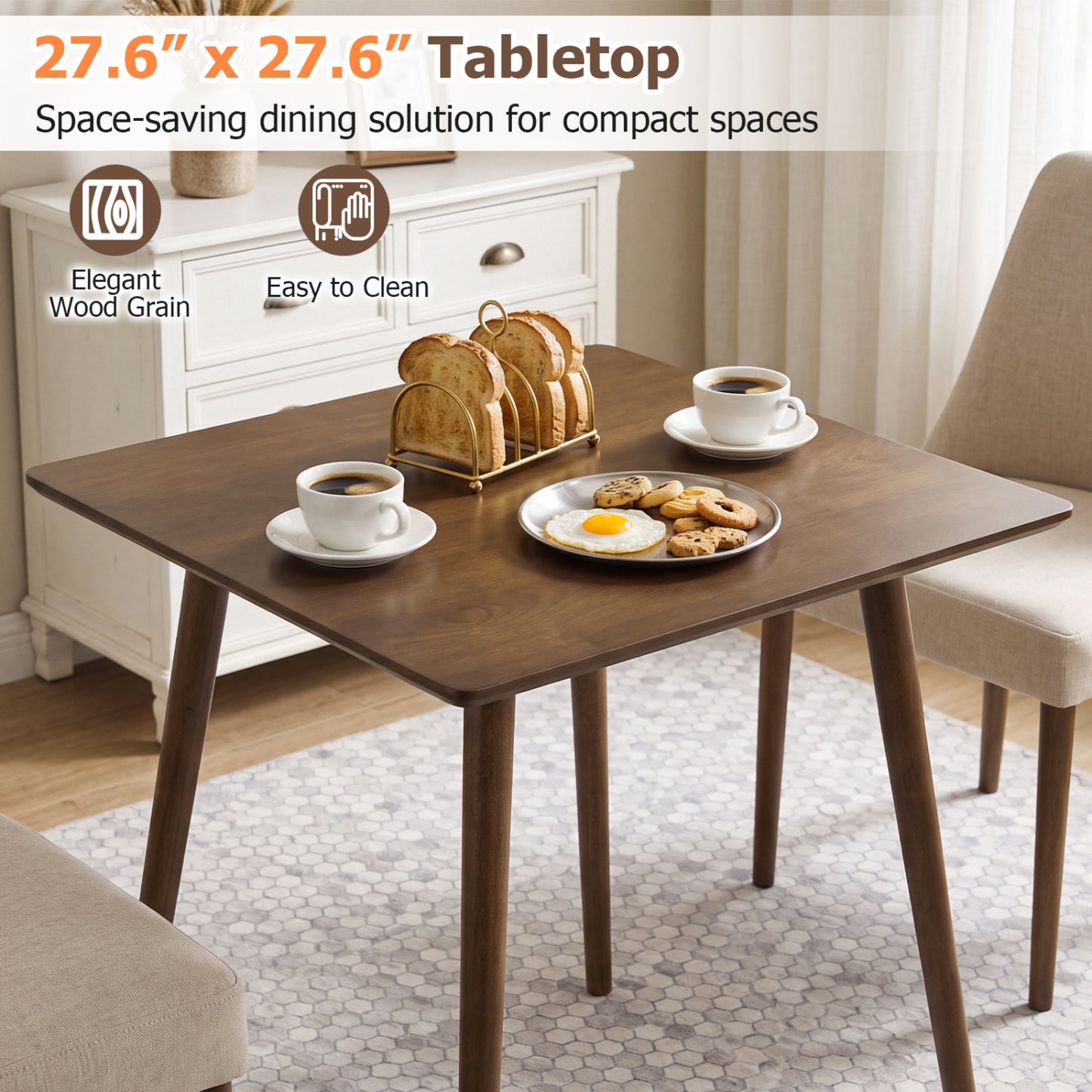 27.5" Square Dining Table for 2-4 People - Walnut