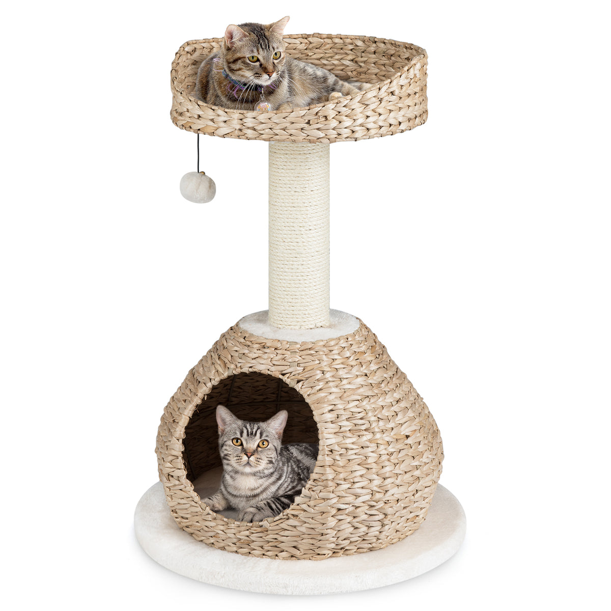 28 Inches Hand-Made Cat Tree Tower with Jump Platform-White - White
