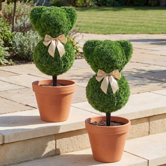 2 Pieces Teddy Bear Topiary Trees Sun