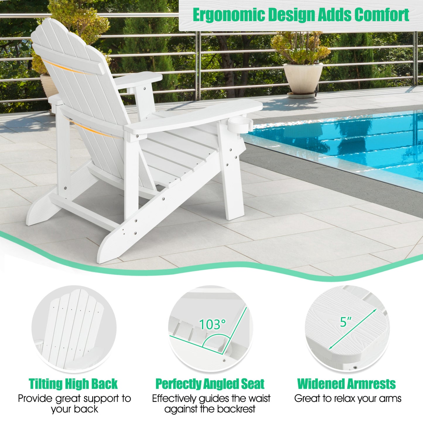 Adirondack Chair Set - Adult & Kids Pair for Patio