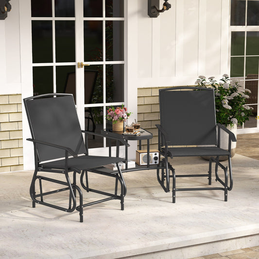 2-Seater Outdoor Glider Bench with Center Table