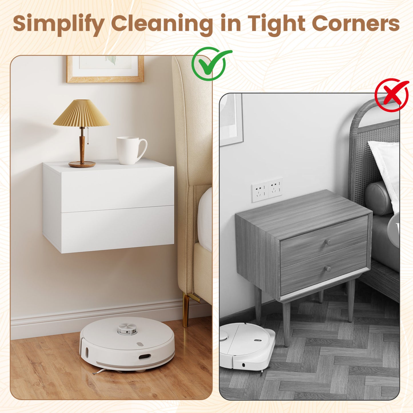 Wall Mounted Floating Nightstand with 2 Drawers