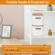 2Pcs Storage Bins With Bamboo Lids