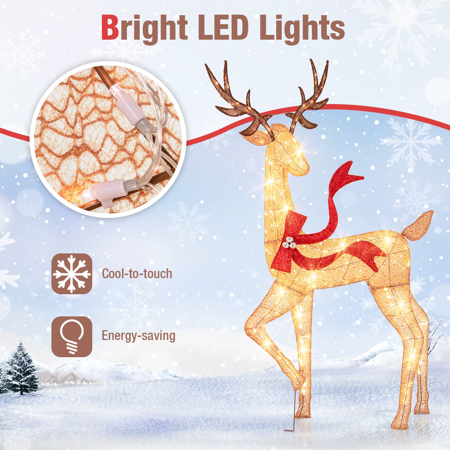 3-Piece Pre-Lit Christmas Deer Family Set