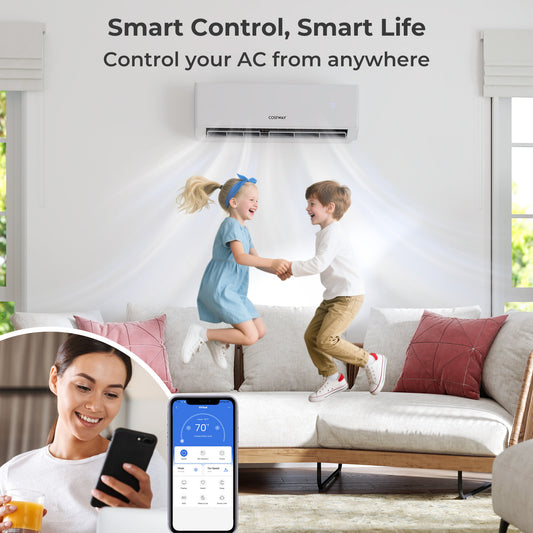 30000 BTU 2 Zone 23 SEER2 Mini Split Air Conditioner Wifi Enabled with Heat Pump-9K + 24K
