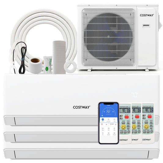 30000 BTU 3 Zone 23 SEER2 Mini Split Air Conditioner Wifi Enabled with Heat Pump-7+7+24K
