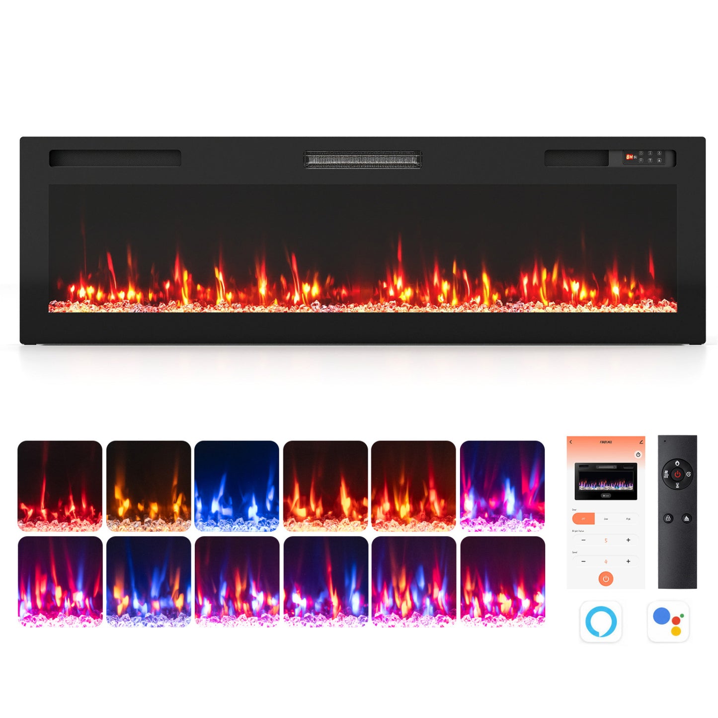 50-Inch Smart WiFi Electric Fireplace with Remote Control