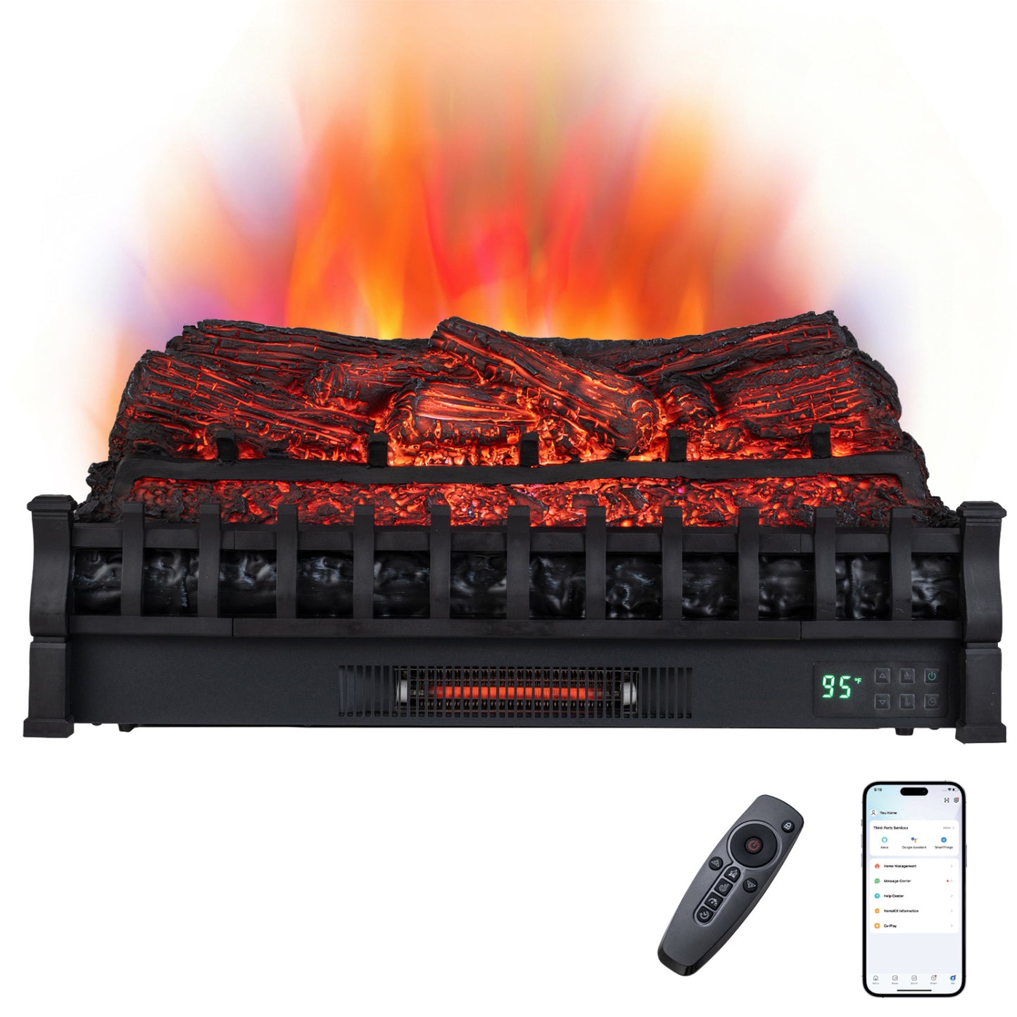 30" WiFi Electric Fireplace Insert with Pinewood Logs
