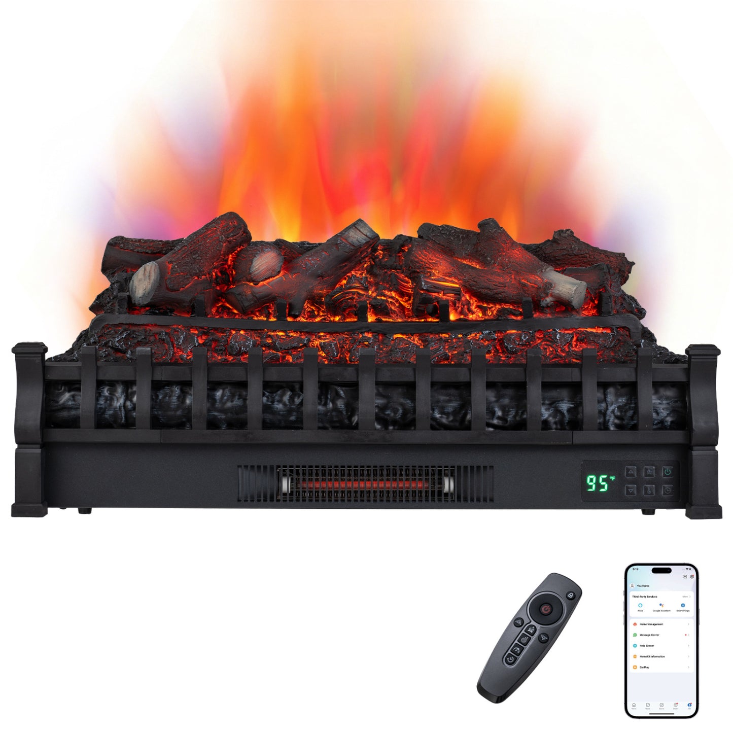 30" WiFi Electric Fireplace Insert with Cracking Sound