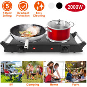 2000W Electric Dual Burner Portable Coil Heating
