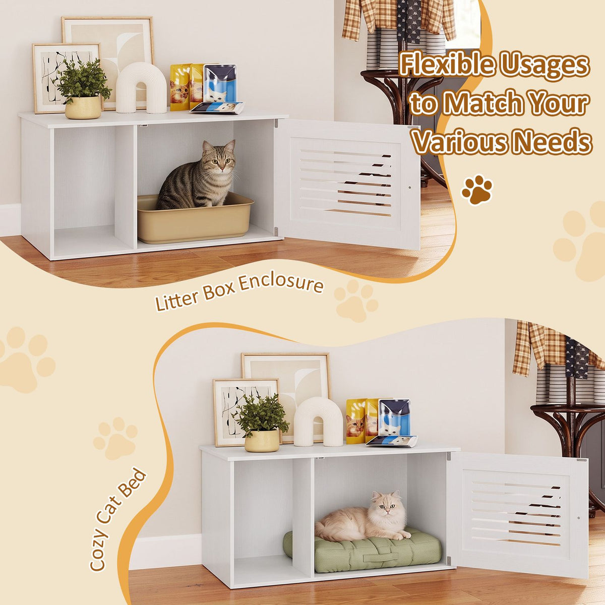 31.5" Cat Litter Box Enclosure with Side Entrance for Indoor Cats