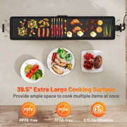 39.5 Inch Extra Large Electric Griddle with 2 Cooking Surface and Adjustable Temperatures