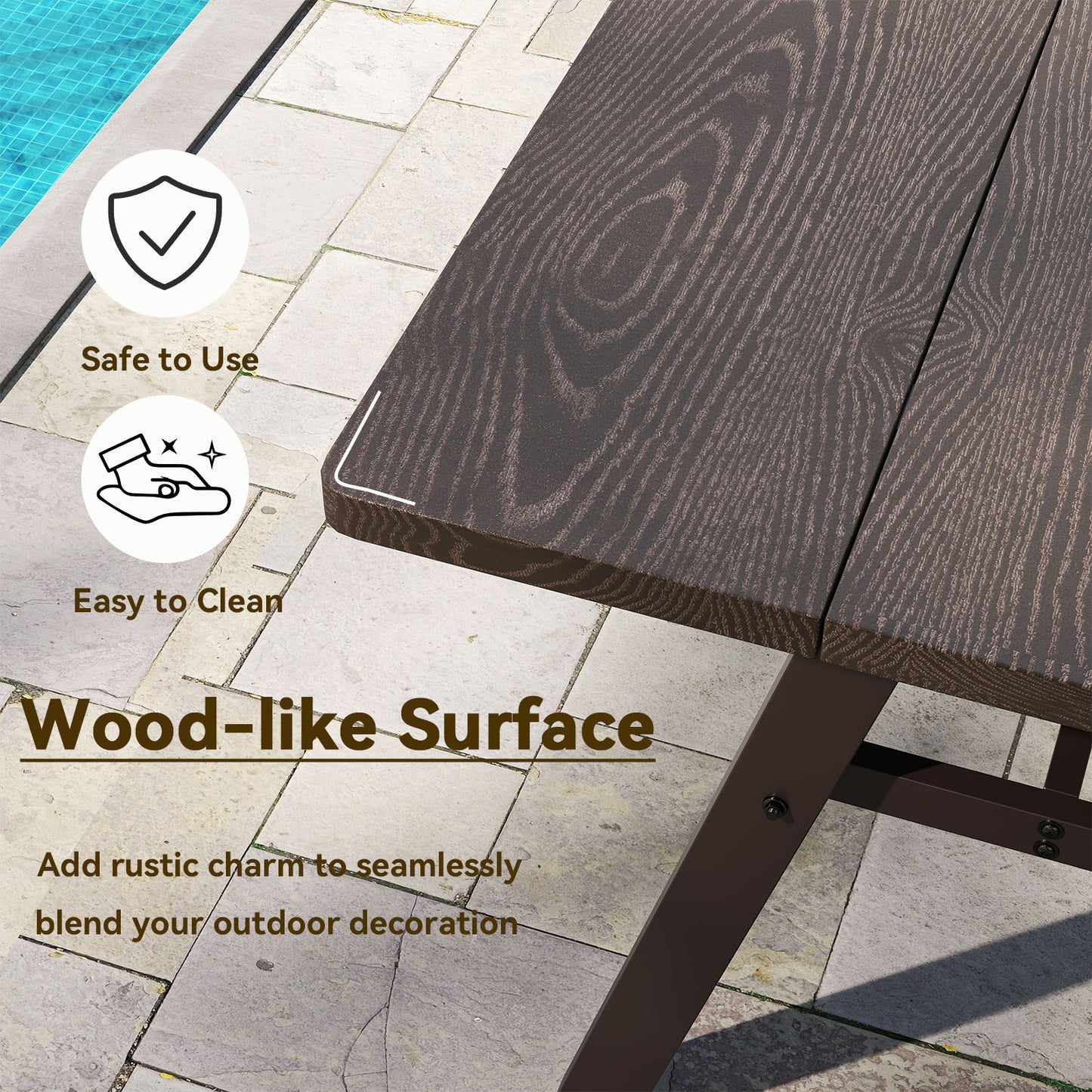 3-Person Outdoor Bench Set of 2 with 800 LBS Bearing Capacity