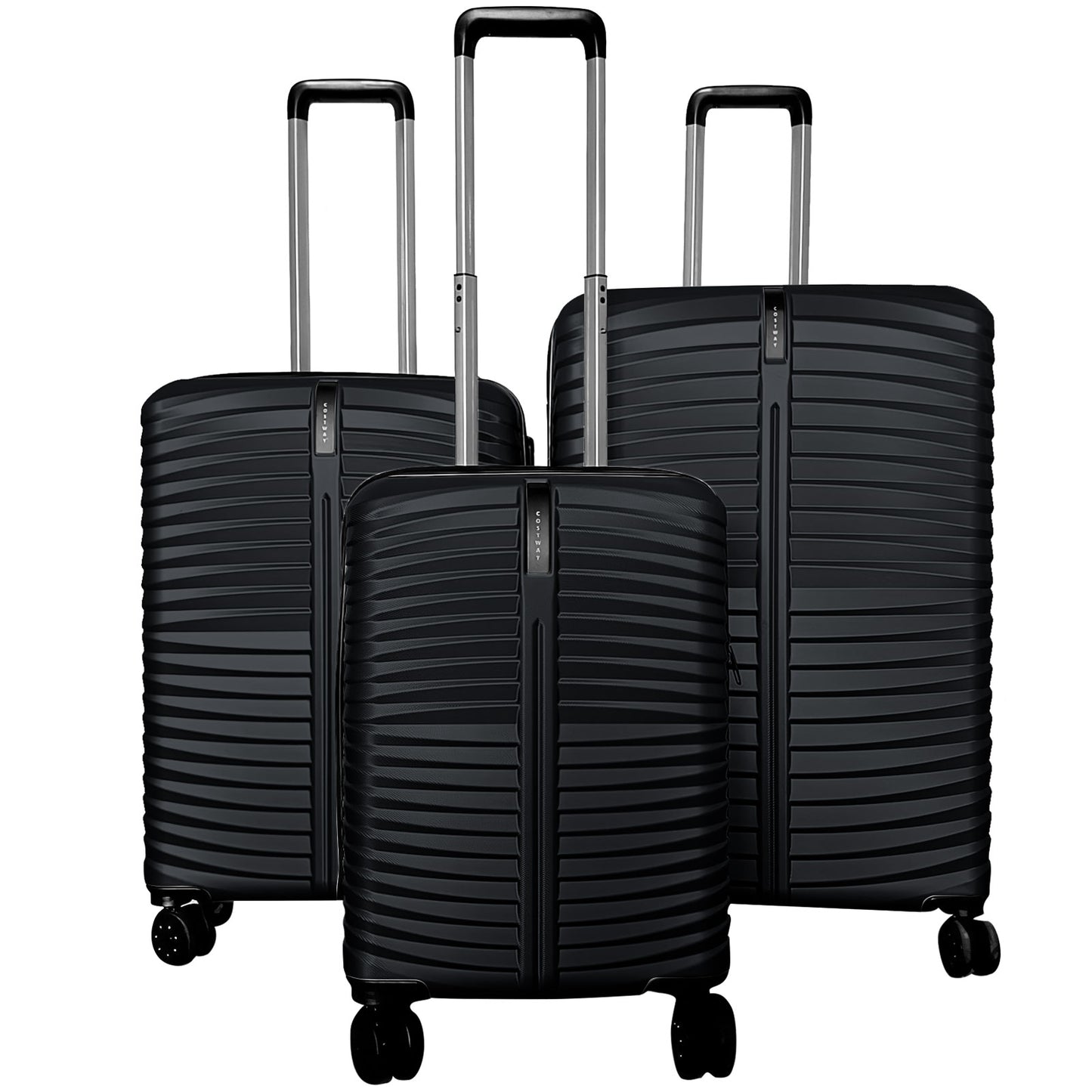 3-Piece 20/24/28 Inch Lightweight Hardside Luggage Set with 8-Spinner Wheels-Black